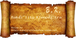 Bakálity Kleopátra névjegykártya